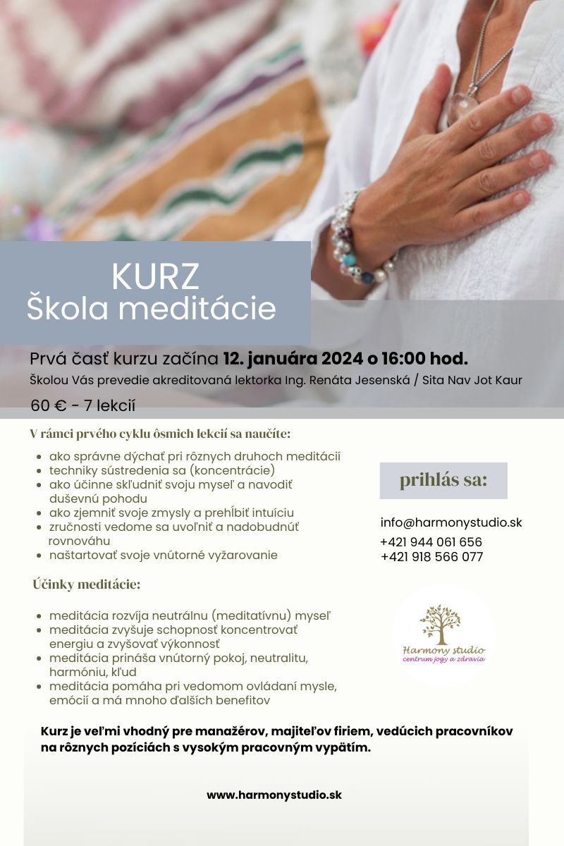 ŠKOLA MEDITÁCIE kurz od 12. januára 2024